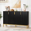 ORRD Luxury Black & Gold Buffet Cabinet, 60” Modern Sideboard with Geometric Striped Doors & Storage for Dining Room & Living Room - 2 of 4