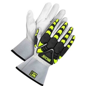 Bdg  Leather Gloves,Black/White/Yellow,M 20-1-1873-M - 1 of 1