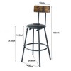 DOMETOUR Round Bar Table and Stool Set with Shelf Upholstered Stool with Backrest Brown - 4 of 4