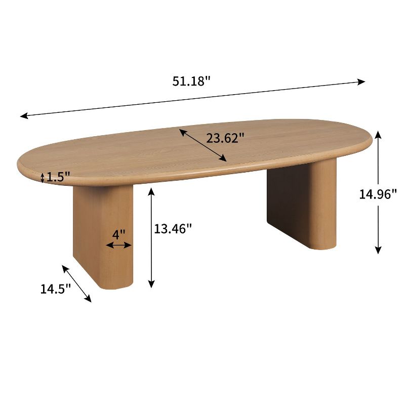 51'' Coffee Table with Two Vertical Thick Feet and Tapered Tabletop - Maison Boucle, 4 of 8