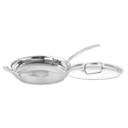 Cuisinart Classic MutliClad Pro 12" Stainless Steel Tri-Ply Skillet with Helper Handle and Cover MCP22-30HN - Silver