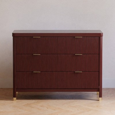 Crimson 6-Drawer Tambour Dresser with Gold Accents