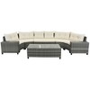 Sapphtopaz Patio Furniture Set Wicker Sectional Outdoor Chairs with Acacia Wood Legs, Glass Coffee Table for Garden, Backyard, Terrace - 3 of 4