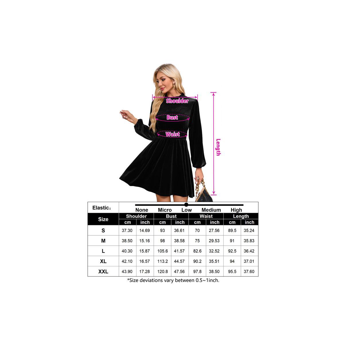 Женские платья Garvee Women's Velvet Dress Elastic Waistline Fall Long Sleeve Wedding Guest Short Wrap Tunic Formal Dress Black Large — фото 7