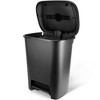 Hefty 20gal XL Step Trash Can Black: Polypropylene Rectangle Kitchen Garbage Can with Removable Lid - image 2 of 4