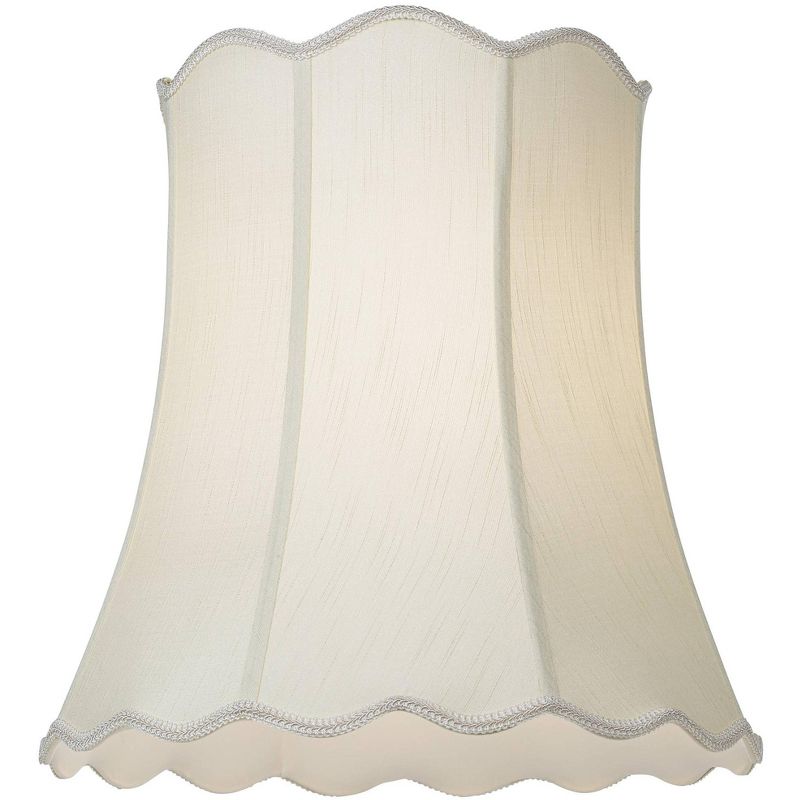Imperial Shade Creme Large Scallop Bell Lamp Shade 14" Top x 20" Bottom x 20" Slant x 19.75 High (Spider) Replacement with Harp and Finial, 4 of 9