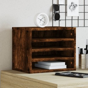 Aghana Digitals Engineered Wood Smoked Oak Desk Organizer with Ample Storage, 36x26x29.5 cm - - 1 of 4