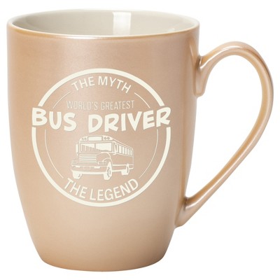 Elanze Designs World's Greatest Bus Driver The Myth The Legend Pearlescent Sand 10 ounce New Bone China Coffee Cup Mug