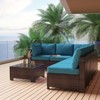 Patio Funiture Set 7 Pieces Outdoor Rattan with Detachable Soft Cushions Patio Conversation Sets Waterproof Patio Sectional Sofa with Glass Top Table - 3 of 4