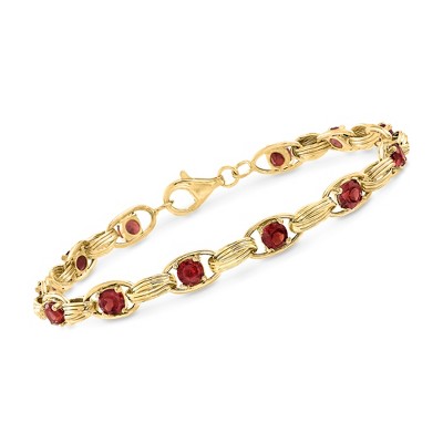 Ross-Simons 3.40 ct. t.w. Garnet Oval-Link Bracelet in 14kt Yellow Gold