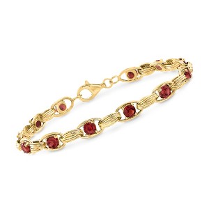 Ross-Simons 3.40 ct. t.w. Garnet Oval-Link Bracelet in 14kt Yellow Gold - 1 of 4