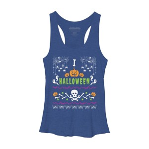 Women's Design By Humans Halloween Lover Ugly Sweater By machmigo Racerback Tank Top - 1 of 3