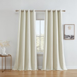 HLC.ME Camden 100% Complete Full Blackout Winter Thermal Insulated Noise Reducing Window Curtain Grommet Panels, Set of 2 - 1 of 4