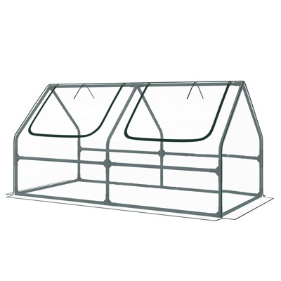 Aoodor 6 x 3 x 3 ft Mini Greenhouse with 2 Zipper Doors, Water-Resistant, UV-Protected for Flowers, Vegetables, and Herbs