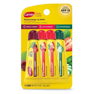 Carmex Daily Care Lip Balm Moisturizing Tube - SPF 15 - Assorted - 4pk/1.4oz