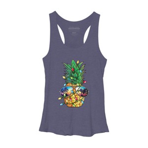 Women's Design By Humans Pineapple Christmas Tree Lights Xmas Men Gifts Sunglasses T-Shir By NekoShop Racerback Tank Top - 1 of 3