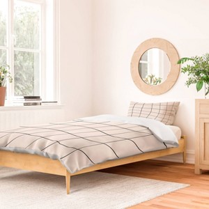 Deny Designs Cocoon Design Retro Warped Grid Duvet Cover and Pillow Sham Set Black - 1 of 4