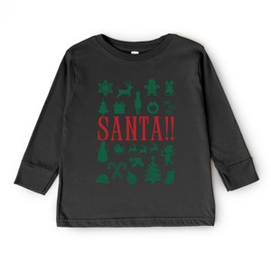 Santa Christmas Icons - Toddler Long Sleeve Graphic Tee and Youth Long Sleeve Graphic T-Shirt - 1 of 4
