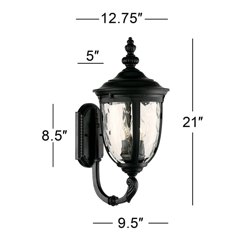John Timberland Bellagio Vintage Rustic Outdoor Wall Light Fixture Textured Black Upbridge 21" Clear Hammered Glass for Post Exterior Barn Deck House, 4 of 10