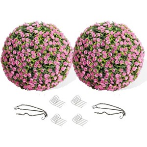 Acekool Set of Artificial Topiary Flower Balls, Rose Decorative Spheres for Indoor Outdoor Home Garden Wedding - 1 of 4