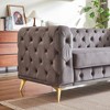Kumasinova Velvet Chesterfield Sofa,Comfy Couch with Tufted Buttons,Spring Cushion,Metal Legs,2 Pillows,Sofa Couch for Living Room,Bedroom - 4 of 4