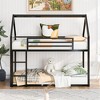 COWLOWN Twin Loft Bed with Desk and Storage Shelves， Space-Saving Study Workstation Solid Wood MDF Design - 3 of 4