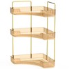 NewHome "3-Tier Clear Corner Bathroom & Vanity Organizer Shelf for Makeup, Perfume, Cosmetics, and More" Gold - 2 of 4