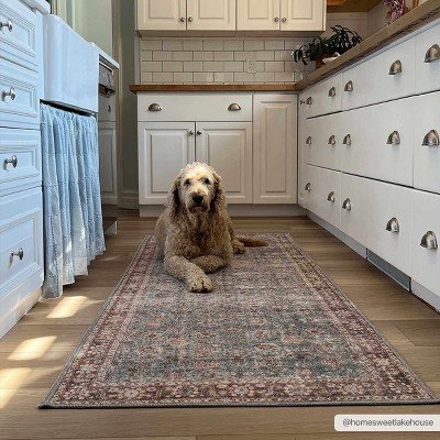 Hauteloom Dauis Brown&Blue Washable Persian Style Rug