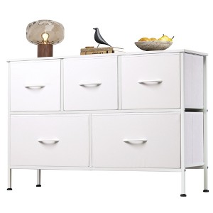 5 Drawer Dresser, Long Fabric Storage Unit for Bedroom, Closet, Living Room, Hallway & Nursery - 1 of 4
