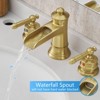 ChicFurnit Bathroom Sink Faucet Double Lever Handles Widespread Design with Pop Up Drain for Stylish Bathrooms, Gold, 15.7"*11.8"*3.3" - 2 of 4