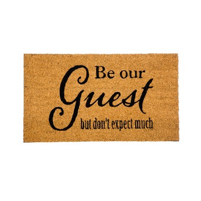 Evergreen Flag Funny Welcome Mat Coir Doormat | 28" x 16" Front Door Mat Outdoor Entrance | No Slip Door Rugs Entryway Indoor | Be Our Guest