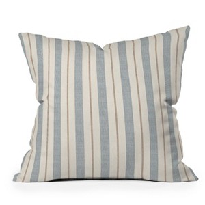 Little Arrow Design Co. Ivy Stripes Outdoor Throw Pillow Cream/Blue - Deny Designs - 1 of 3