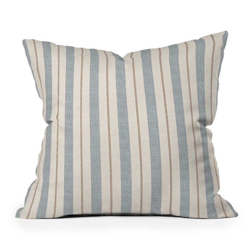 Little Arrow Design Co. Ivy Stripes Outdoor Throw Pillow Cream/Blue - Deny Designs, 1 of 5