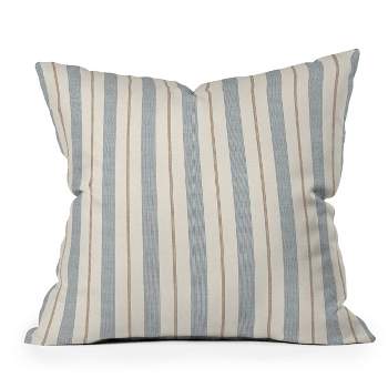 Little Arrow Design Co. Ivy Stripes Outdoor Throw Pillow Cream/Blue - Deny Designs
