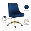 Meridian Furniture Karina Swivel Adjustable Navy Velvet and Gold Office Chair - 3 of 4
