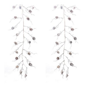 Flocked Pinecone Twig Garland (Set of 2) - 1 of 3