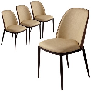 LeisureMod Tule Modern Dining Chair Set of 4 with PU Leather, Velvet, or Suede Seat and Black Steel Frame – Kitchen, Dining Room, Home, Cafe, Seating - 1 of 4