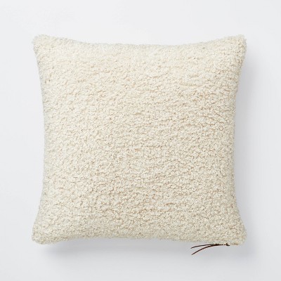 Boucle Square Pillow with Exposed Zipper Cream - Threshold&#8482; designed with Studio McGee