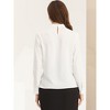 Allegra K Women's Business Casual Stand Collar Chiffon Long Sleeve Blouse - 3 of 4