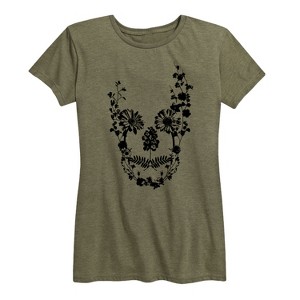Women's - Instant Message - Floral Skull Short Sleeve Graphic T-Shirt - 1 of 4