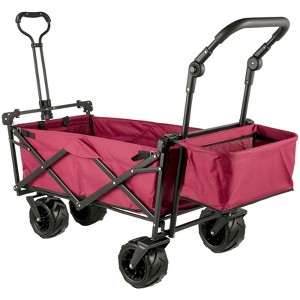 VEVOR Extra Large Collapsible Garden Cart with Removable Canopy, Folding Wagon Utility Carts with Wheels and Rear Storage, Wagon Cart, Red - 1 of 4