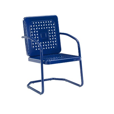 Vintage Navy Retro Metal Outdoor Chair Set with Basket Weave Design