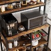 Large Bakers Rack w/Power Outlets, 6-Tier Microwave Stand, Coffee Bar with Hutch, Microwave Stand with Storage, Kitchen Shelf w/Wire Basket - 4 of 4