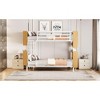 Okak Twin Over Twin Size Metal Bunk Bed with Ladder Loft Bunk Bed with Full- Length Guardrail & Storage Shelves for Teens, Easy Assemble, White - 2 of 4