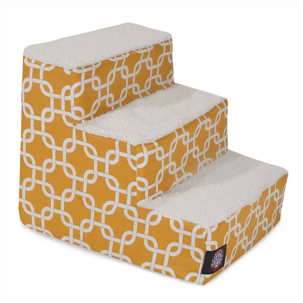 Majestic Pet Links 3 Step - Yellow: Small Breed, Indoor Pet Steps, Geometric Pattern