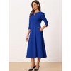 INSPIRE CHIC Women's Elegant Split Neck Side Zipper Pockets 3/4 Sleeve Work A-Line Dress - 3 of 4