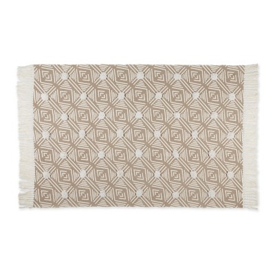 Design Imports Geometric Textured Fringe - Stone - 4 X 6 Ft