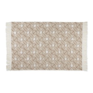 Design Imports Geometric Textured Fringe - Stone - 4 X 6 Ft - 1 of 4