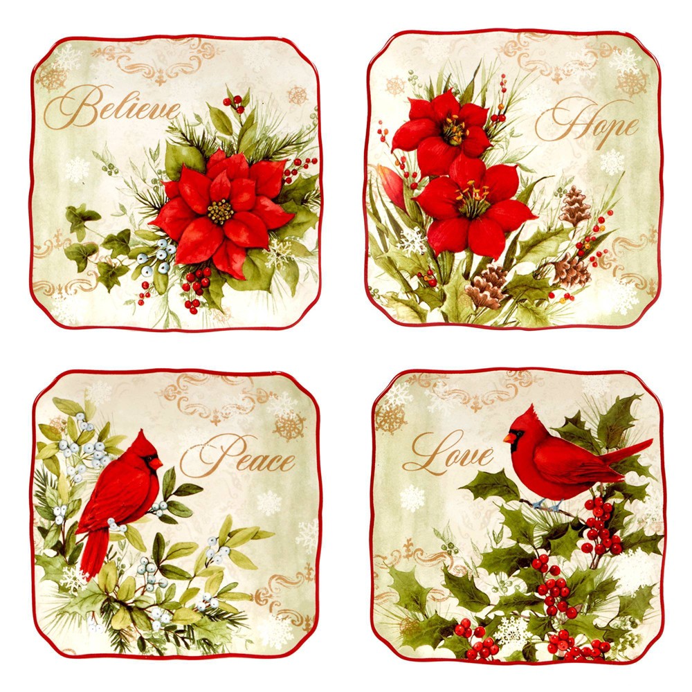 Photos - Other kitchen utensils Certified International Set of 4 Winter's Medley Canapes Dining Plates  