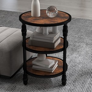3-Tier Round End Table, Nightstand with Steel Frame for Living Room,Bedroom, Night Stand Accent Coffee Table - 1 of 4